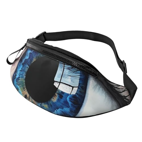 Mem modische Bauchtasche für Damen, Umhängetasche, mit verstellbarem Riemen, blaue Augen-Gürteltasche von QMNSEHF