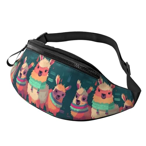 Mem modische Bauchtasche für Damen, Umhängetasche, niedliches Lama-Cartoon-Gürteltasche mit verstellbarem Riemen von QMNSEHF