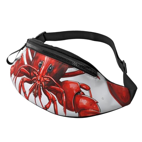 Mem modische Bauchtasche für Damen, Umhängetasche, roter Hummer-Druck, Gürteltasche mit verstellbarem Riemen, Schwarz, Einheitsgröße, Schwarz , Einheitsgröße von QMNSEHF