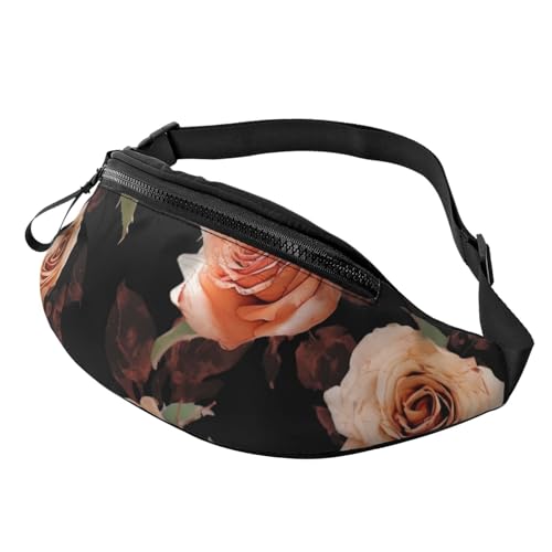 Mem modische Bauchtasche für Damen, Umhängetasche, schwarz, pfirsichfarben, mit verstellbarem Riemen, Hüfttasche, Schwarz, Einheitsgröße, Schwarz , Einheitsgröße von QMNSEHF