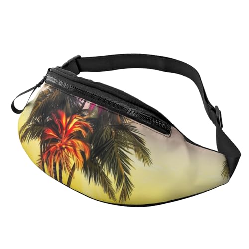 Mem modische Bauchtasche für Damen, Umhängetasche, tropische Blume, Palme, Gürteltasche mit verstellbarem Riemen von QMNSEHF