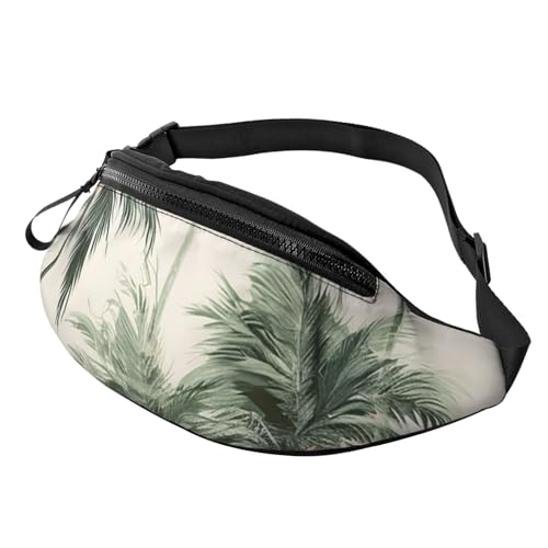 Mem modische Bauchtasche für Damen, Umhängetasche, tropische Palmen, Gürteltasche mit verstellbarem Riemen, Schwarz, Einheitsgröße, Schwarz , Einheitsgröße von QMNSEHF
