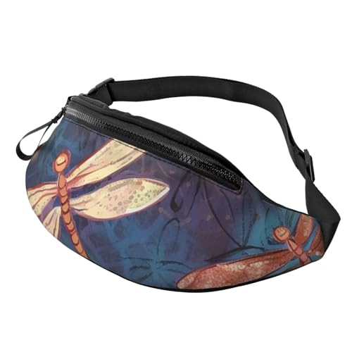 Mem modische Gürteltasche für Damen, handbemalte Libellen-Gürteltasche mit verstellbarem Riemen, Schwarz, Einheitsgröße, Schwarz , Einheitsgröße von QMNSEHF