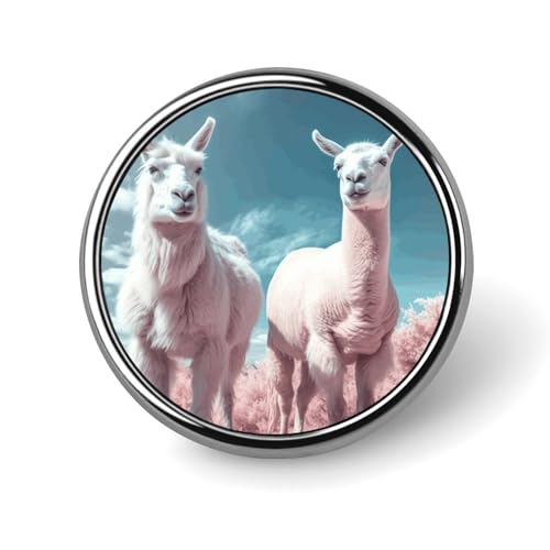 Alpacas Together Runde Anstecknadel für Damen, Neuheit Knöpfe & Pins Metall Abzeichen Niedliche Brosche Retro Pinback Abzeichen Mode Tasche Pins für Hut Rucksäcke Krawatte Anzug Hochzeit Party Zubehör von QMNVBDS