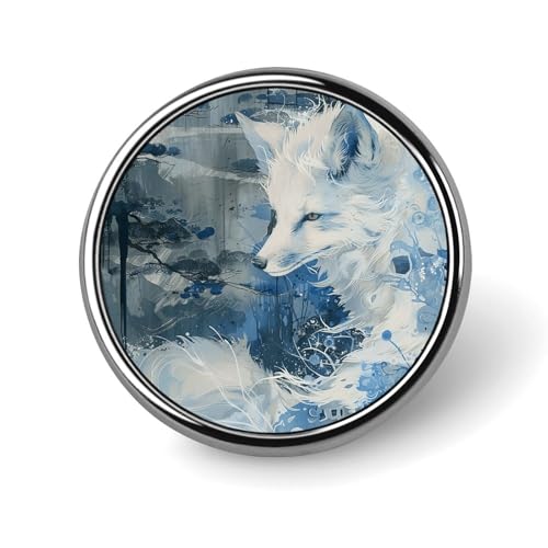 Anime weißer Fuchs runde Anstecknadel Damen Neuheit Knöpfe & Pins Metall Abzeichen Niedliche Brosche Retro Pinback Abzeichen Mode Tasche Pins für Hut Rucksäcke Krawatte Anzug Hochzeit Party Zubehör von QMNVBDS