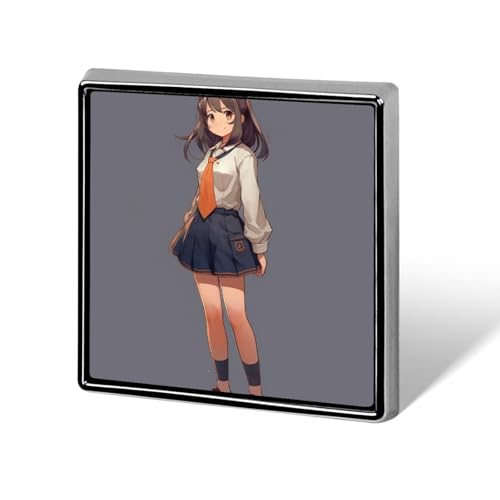 Anstecknadel mit Anime-Motiv Frau im Rock, quadratisch, für Damen, Knöpfe und Anstecknadeln, Metallabzeichen, niedliche Brosche, Retro, Pinback-Abzeichen, modische Taschennadeln für Hut, Rucksäcke von QMNVBDS