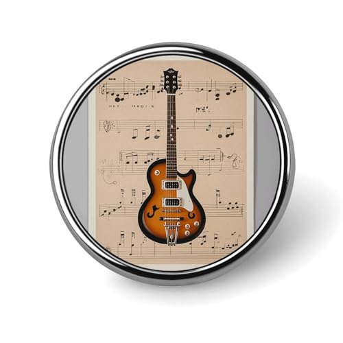 Anstecknadel mit Musikgitarre, rund, für Damen, Knöpfe und Anstecknadeln, Metallabzeichen, niedliche Brosche, Retro-Pinback-Abzeichen, modische Taschennadeln für Hut, Rucksäcke, Krawatte, Anzug von QMNVBDS