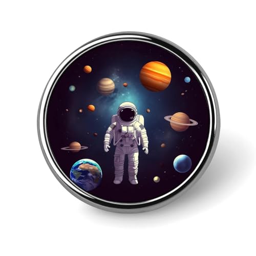 Astronaut Sonnensystem Planeten Runde Anstecknadel Damen Neuheit Knöpfe & Pins Metall Abzeichen Niedliche Brosche Retro Pinback Abzeichen Mode Tasche Pins für Hut Rucksäcke Krawatte Anzug Hochzeit von QMNVBDS