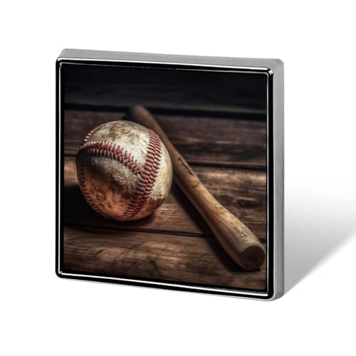 Baseball-Anstecknadel aus Holz, quadratisch, für Damen, Knöpfe und Anstecknadeln, Metallabzeichen, niedliche Brosche, Retro-Pinback-Abzeichen, modische Taschennadeln für Hut, Rucksäcke, Krawatte von QMNVBDS