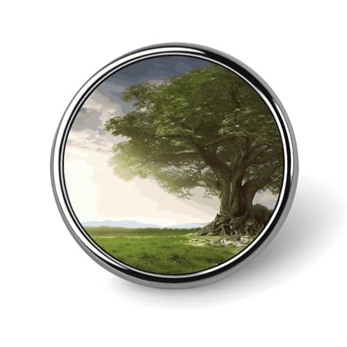 Baum mit Ast Landschaft rund Anstecknadel Damen Neuheit Knöpfe & Pins Metall Abzeichen Niedliche Brosche Retro Pinback Abzeichen Mode Tasche Pins für Hut Rucksäcke Krawatte Anzug Hochzeit Party von QMNVBDS