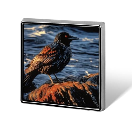 Bird by Stone quadratische Anstecknadel für Damen, Neuheit, Knöpfe und Anstecknadeln, Metallabzeichen, niedliche Brosche, Retro, Pinback-Abzeichen, modische Taschennadeln für Hut, Rucksäcke, Krawatte von QMNVBDS