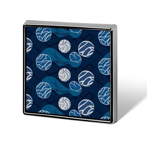 Blaue Volleyball-Anstecknadel, quadratische Anstecknadel für Damen, Knöpfe und Anstecknadeln, Metallabzeichen, niedliche Brosche, Retro-Pinback-Abzeichen, modische Taschennadeln für Hut, Rucksäcke von QMNVBDS