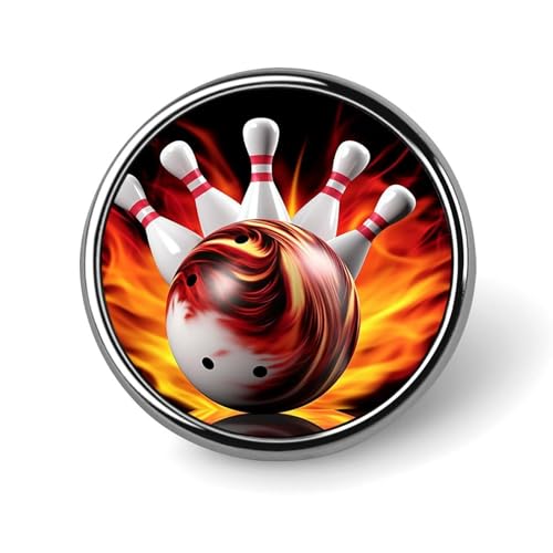 Bowlingkugel runde Anstecknadel Damen Neuheit Knöpfe & Pins Metall Abzeichen Niedliche Brosche Retro Pinback Abzeichen Mode Tasche Pins für Hut Rucksäcke Krawatte Anzug Hochzeit Party Zubehör Rund von QMNVBDS