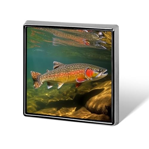 Brook Forelle Fliegenfischen quadratische Anstecknadel Damen Neuheit Knöpfe & Pins Metall Abzeichen Niedliche Brosche Pin Retro Pinback Abzeichen Mode Tasche Pins für Hut Rucksäcke Krawatte Anzug von QMNVBDS