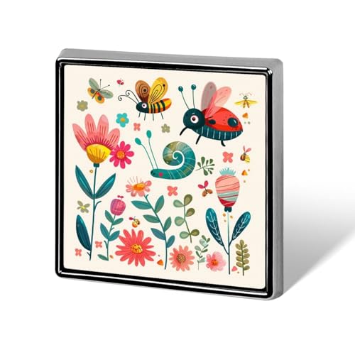 Cartoon kleine Insekt quadratische Anstecknadel Damen Neuheit Knöpfe & Pins Metall Abzeichen Niedliche Brosche Pin Retro Pinback Abzeichen Mode Tasche Pins für Hut Rucksäcke Krawatte Anzug Hochzeit von QMNVBDS