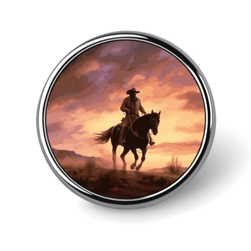 Cowboy West Runde Anstecknadel Damen Neuheit Knöpfe & Pins Metall Abzeichen Niedliche Brosche Retro Pinback Abzeichen Mode Tasche Pins für Hut Rucksäcke Krawatte Anzug Hochzeit Party Zubehör Rund von QMNVBDS