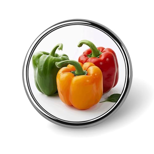 Drei frische Paprika, runde Anstecknadel für Damen, Neuheit Knöpfe & Anstecknadeln, Metallabzeichen, niedliche Brosche, Retro-Pinback-Abzeichen, modische Taschennadeln für Hut, Rucksäcke, Krawatte von QMNVBDS
