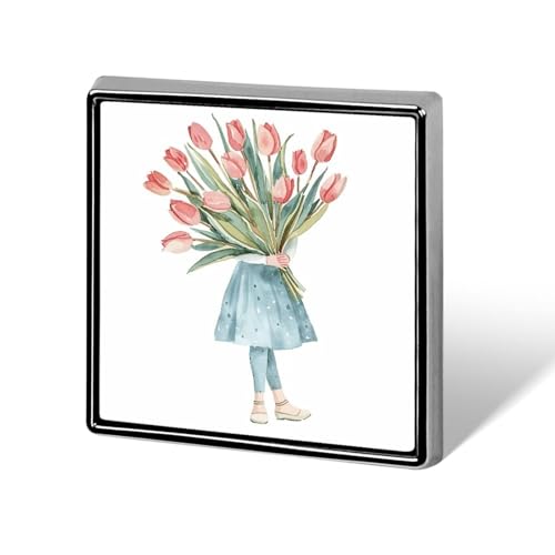 Ein großer Blumenstrauß aus Tulpen, quadratische Anstecknadel für Damen, Neuheit Knöpfe und Anstecknadeln, Metallabzeichen, niedliche Brosche, Retro-Pinback-Abzeichen, modische Taschennadeln für Hut von QMNVBDS
