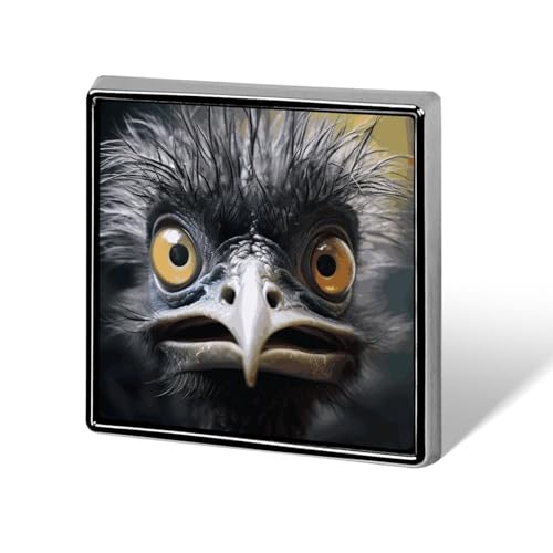 Emu Quadratische Anstecknadel für Damen, Neuheit Knöpfe & Pins Metall Abzeichen Niedliche Brosche Pin Retro Pinback Abzeichen Mode Tasche Pins für Hut Rucksäcke Krawatte Anzug Hochzeit Party Zubehör von QMNVBDS