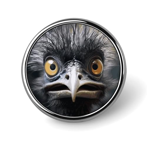 Emu Runde Anstecknadel Damen Neuheit Knöpfe & Pins Metall Abzeichen Niedliche Brosche Retro Pinback Abzeichen Mode Tasche Pins für Hut Rucksäcke Krawatte Anzug Hochzeit Party Zubehör Kreis Aluminium von QMNVBDS