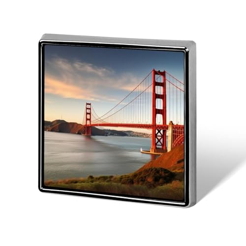 Golden Gate Bridge quadratische Anstecknadel für Damen, Neuheit Knöpfe & Pins Metall Abzeichen Niedliche Brosche Pin Retro Pinback Abzeichen Mode Tasche Pins für Hut Rucksäcke Krawatte Anzug Hochzeit von QMNVBDS