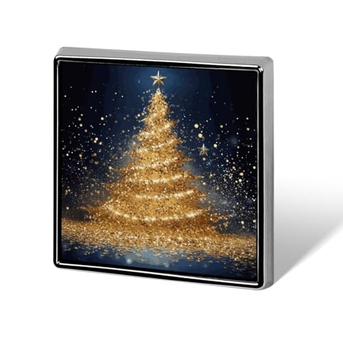 Goldene glitzernde quadratische Anstecknadel für Damen, Knöpfe und Anstecknadeln, Metallabzeichen, niedliche Brosche, Retro-Pinback-Abzeichen, modische Taschennadeln für Hut, Rucksäcke, Krawatte von QMNVBDS