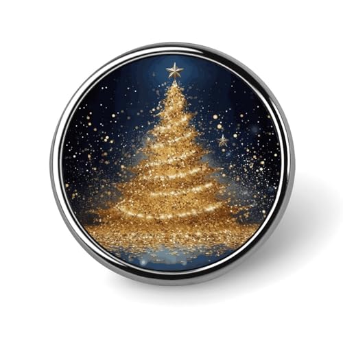 Goldener Glitzer-Weihnachtsbaum, runder Anstecknadel, Damen-Knöpfe und Anstecknadeln, Metallabzeichen, niedliche Brosche, Retro-Pinback-Abzeichen, modische Taschennadeln für Hut, Rucksäcke, Krawatte von QMNVBDS