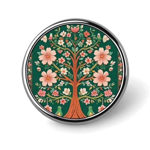 Grüner Baum des Lebens, runde Anstecknadel für Damen, Knöpfe und Anstecknadeln, Metallabzeichen, niedliche Brosche, Retro, Pinback-Abzeichen, modische Taschennadeln für Hut, Rucksäcke, Krawatte, Anzug von QMNVBDS