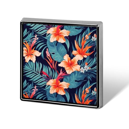 Hawaii Tropische Blume Quadratische Anstecknadel Damen Neuheit Knöpfe & Pins Metall Abzeichen Niedliche Brosche Pin Retro Pinback Abzeichen Mode Tasche Pins für Hut Rucksäcke Krawatte Anzug Hochzeit von QMNVBDS