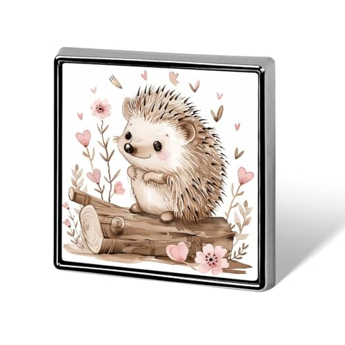 Igel sitzend auf der Oberseite, quadratische Anstecknadel für Damen, Neuheit Knöpfe & Anstecknadeln, Metallabzeichen, niedliche Brosche, Retro-Pin-Rückseite, modische Taschennadeln für Hut, Rucksäcke von QMNVBDS