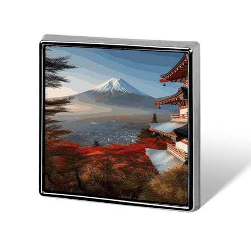 Japanische Berg Fuji Landschaft quadratische Anstecknadel Damen Neuheit Knöpfe & Pins Metall Abzeichen Niedliche Brosche Pin Retro Pinback Abzeichen Mode Tasche Pins für Hut Rucksäcke Krawatte Anzug von QMNVBDS