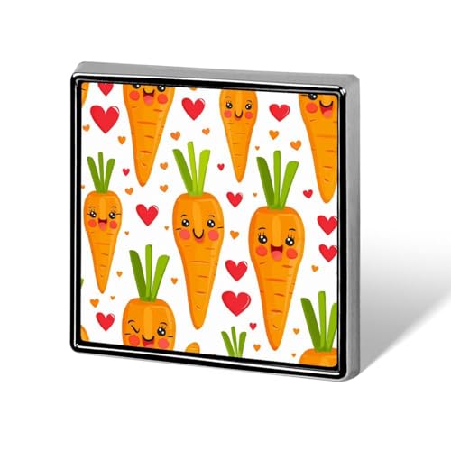 Karotte im Cartoon-Stil, quadratische Anstecknadel für Damen, Neuheit, Knöpfe und Anstecknadeln, Metallabzeichen, niedliche Brosche, Retro, Pinback-Abzeichen, modische Taschennadeln für Hut, Rucksäcke von QMNVBDS