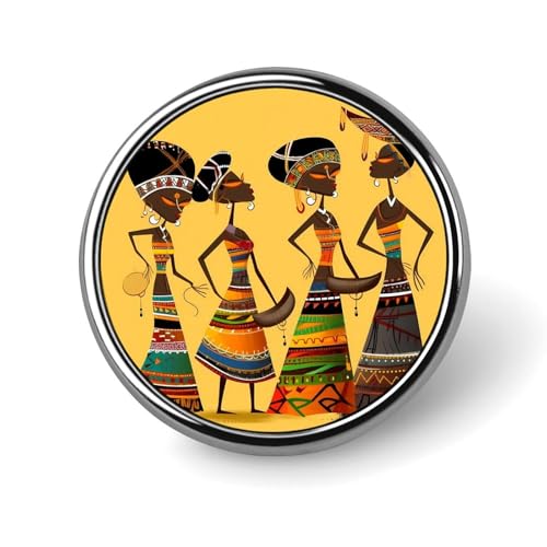 Kreative afrikanische Kultur, runde Anstecknadel für Damen, Neuheit, Knöpfe und Anstecknadeln, Metallabzeichen, niedliche Brosche, Retro, Pinback-Abzeichen, modische Taschennadeln für Hut, Rucksäcke von QMNVBDS