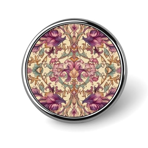 Lila Blume Runde Anstecknadel Damen Neuheit Knöpfe & Pins Metall Abzeichen Niedliche Brosche Retro Pinback Abzeichen Mode Tasche Pins für Hut Rucksäcke Krawatte Anzug Hochzeit Party Zubehör Rund von QMNVBDS