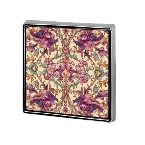 Lila Blume quadratische Anstecknadel Damen Neuheit Knöpfe & Pins Metall Abzeichen Niedliche Brosche Pin Retro Pinback Abzeichen Mode Tasche Pins für Hut Rucksäcke Krawatte Anzug Hochzeit Party Zubehör von QMNVBDS