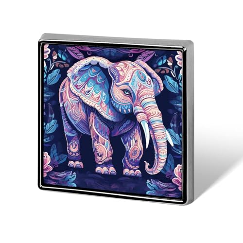 Lila Elefant quadratische Anstecknadel Damen Neuheit Knöpfe & Pins Metall Abzeichen Niedliche Brosche Pin Retro Pinback Abzeichen Mode Tasche Pins für Hut Rucksäcke Krawatte Anzug Hochzeit Party von QMNVBDS