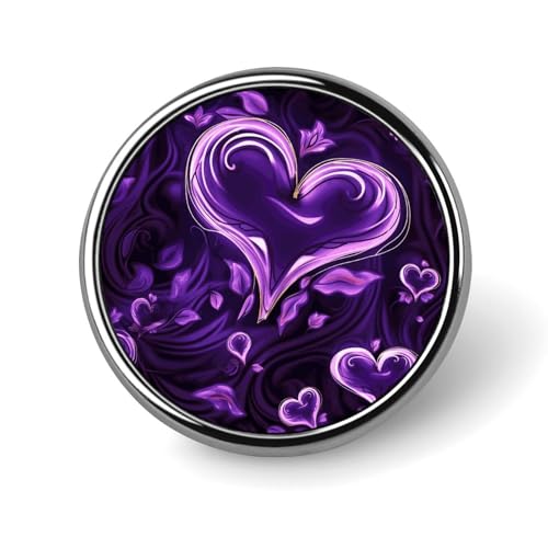 Lila Love Runde Anstecknadel Damen Neuheit Knöpfe & Pins Metall Abzeichen Niedliche Brosche Retro Pinback Abzeichen Mode Tasche Pins für Hut Rucksäcke Krawatte Anzug Hochzeit Party Zubehör Rund von QMNVBDS