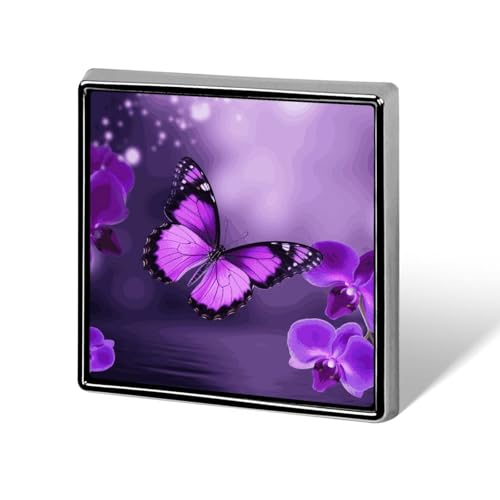 Lila Schmetterling quadratische Anstecknadel Damen Neuheit Knöpfe & Pins Metall Abzeichen Niedliche Brosche Pin Retro Pinback Abzeichen Mode Tasche Pins für Hut Rucksäcke Krawatte Anzug Hochzeit Party von QMNVBDS