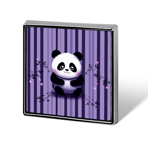Lila gestreifter Panda-Anstecknadel, quadratisch, Damen-Anstecknadel, Metallabzeichen, niedliche Brosche, Retro-Pinback-Abzeichen, modische Taschennadeln für Hut, Rucksäcke, Krawatte, Anzug, Hochzeit von QMNVBDS