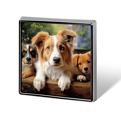 Niedliche Hunde Tier quadratische Anstecknadel Damen Neuheit Knöpfe & Pins Metall Abzeichen Niedliche Brosche Pin Retro Pinback Abzeichen Mode Tasche Pins für Hut Rucksäcke Krawatte Anzug Hochzeit von QMNVBDS