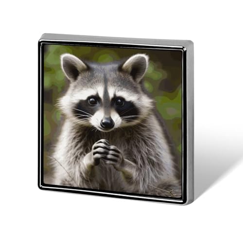 Niedliche Waschbär-Anstecknadel, quadratisch, für Damen, Knöpfe und Anstecknadeln, Metallabzeichen, niedliche Brosche, Retro-Pinback-Abzeichen, modische Taschennadeln für Hut, Rucksäcke, Krawatte von QMNVBDS