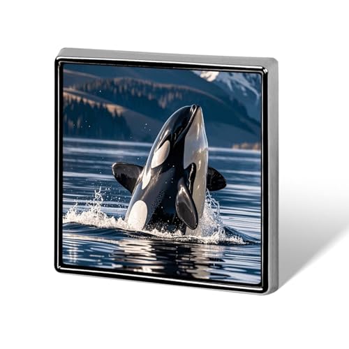 Orca Killerwal quadratische Anstecknadel Damen Neuheit Knöpfe & Pins Metall Abzeichen Niedliche Brosche Pin Retro Pinback Abzeichen Mode Tasche Pins für Hut Rucksäcke Krawatte Anzug Hochzeit Party von QMNVBDS
