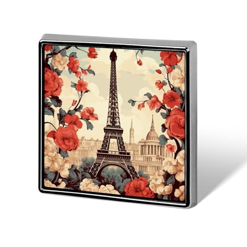 Paris Vintage Floral Square Revers Pin Damen Neuheit Knöpfe & Pins Metall Abzeichen Niedliche Brosche Pin Retro Pinback Abzeichen Mode Tasche Pins für Hut Rucksäcke Krawatte Anzug Hochzeit Party von QMNVBDS