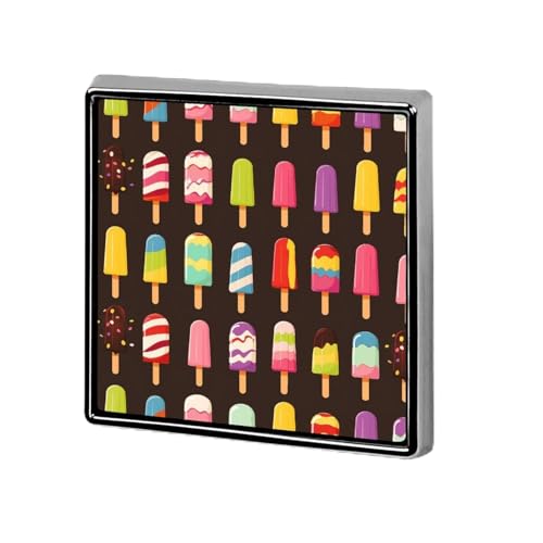 Popsicles and Ice Square Revers Pin Damen Neuheit Knöpfe & Pins Metall Abzeichen Niedliche Brosche Pin Retro Pinback Abzeichen Mode Tasche Pins für Hut Rucksäcke Krawatte Anzug Hochzeit Party Zubehör von QMNVBDS