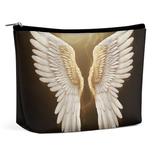 QMNVBDS Angel Wing Make-up-Tasche, Reise-Kulturbeutel für Damen, wasserdichte Kosmetiktasche, kleine Reißverschlusstasche, tragbare Reisetaschen für Toilettenartikel, niedliche Kosmetiktasche von QMNVBDS
