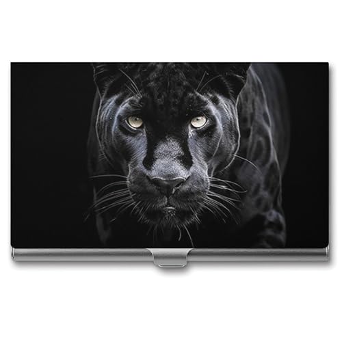 QMNVBDS Animal Panther Visitenkartenetui Slim Visitenkartenetui für Damen Herren Metall Visitenkartenbox Visitenkartenhalter für Tasche Geldbörse Kleine Visitenkartenetui Einheitsgröße, Stil: von QMNVBDS