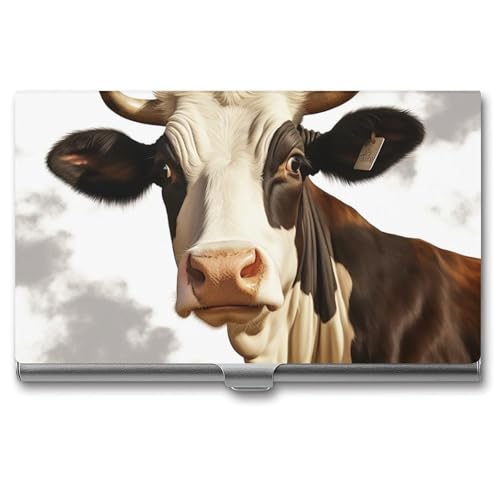 QMNVBDS Bauernhof Tier Kuh Visitenkartenetui Slim Visitenkartenetui für Damen Herren Metall Visitenkartenbox Visitenkartenhalter für Tasche Geldbörse Kleine Visitenkartenetui Einheitsgröße, Stil: von QMNVBDS