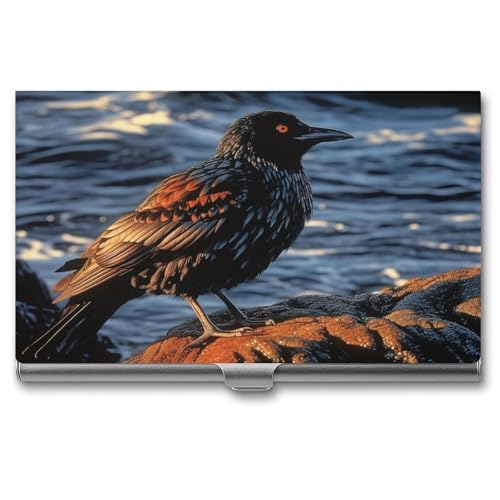 QMNVBDS Bird by Stone Visitenkartenetui Slim Visitenkartenetui für Damen Herren Metall Visitenkartenbox Visitenkartenetui für Tasche Geldbörse Kleine Visitenkartenetui Einheitsgröße, Stil: von QMNVBDS
