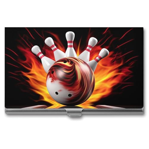 QMNVBDS Bowling Ball Visitenkartenhalter Slim Visitenkartenetui für Damen Herren Metall Visitenkartenbox Visitenkartenhalter für Tasche Geldbörse Kleine Visitenkartenetui Einheitsgröße, Stil: von QMNVBDS