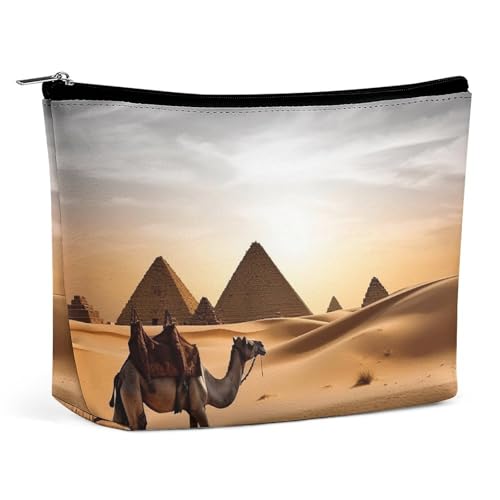 QMNVBDS Camel Desert Make-up-Tasche, Reise-Kulturbeutel für Damen, wasserdichte Kosmetiktasche, kleine Reißverschlusstasche, tragbare Reisetaschen für Toilettenartikel, niedliche Kosmetiktasche von QMNVBDS